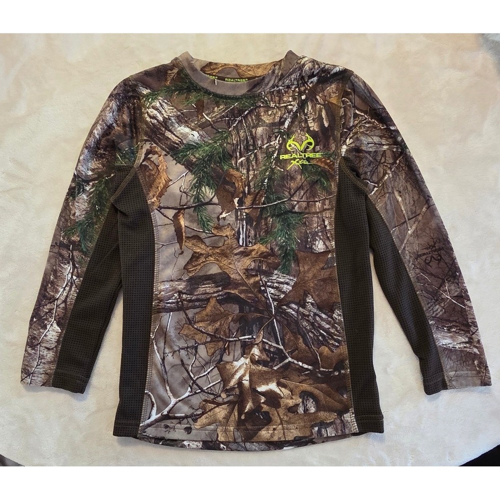 Realtree Youth M 8 Camo Long Sleeve‎ Performance Hunting Camping Shirt